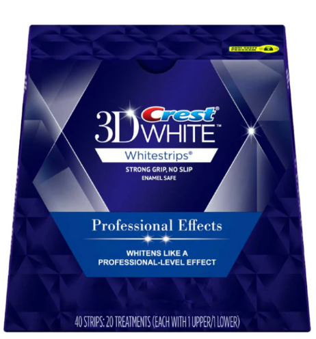 Crest 3D White Whitestrips Professional effects -40 strips-so treatments-Blue packaging on a white background-enamel safe strong grip